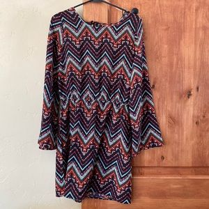 Aztec dress, light material not too sheer. Open back. Size medium. Multi color